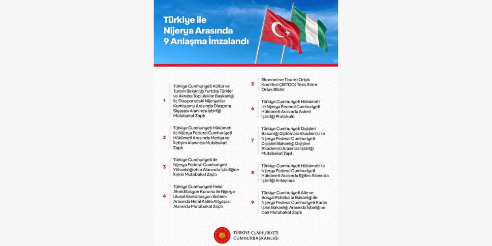 Türkiye ile Nijerya Arasında 9 Anlaşma İmzalandı
